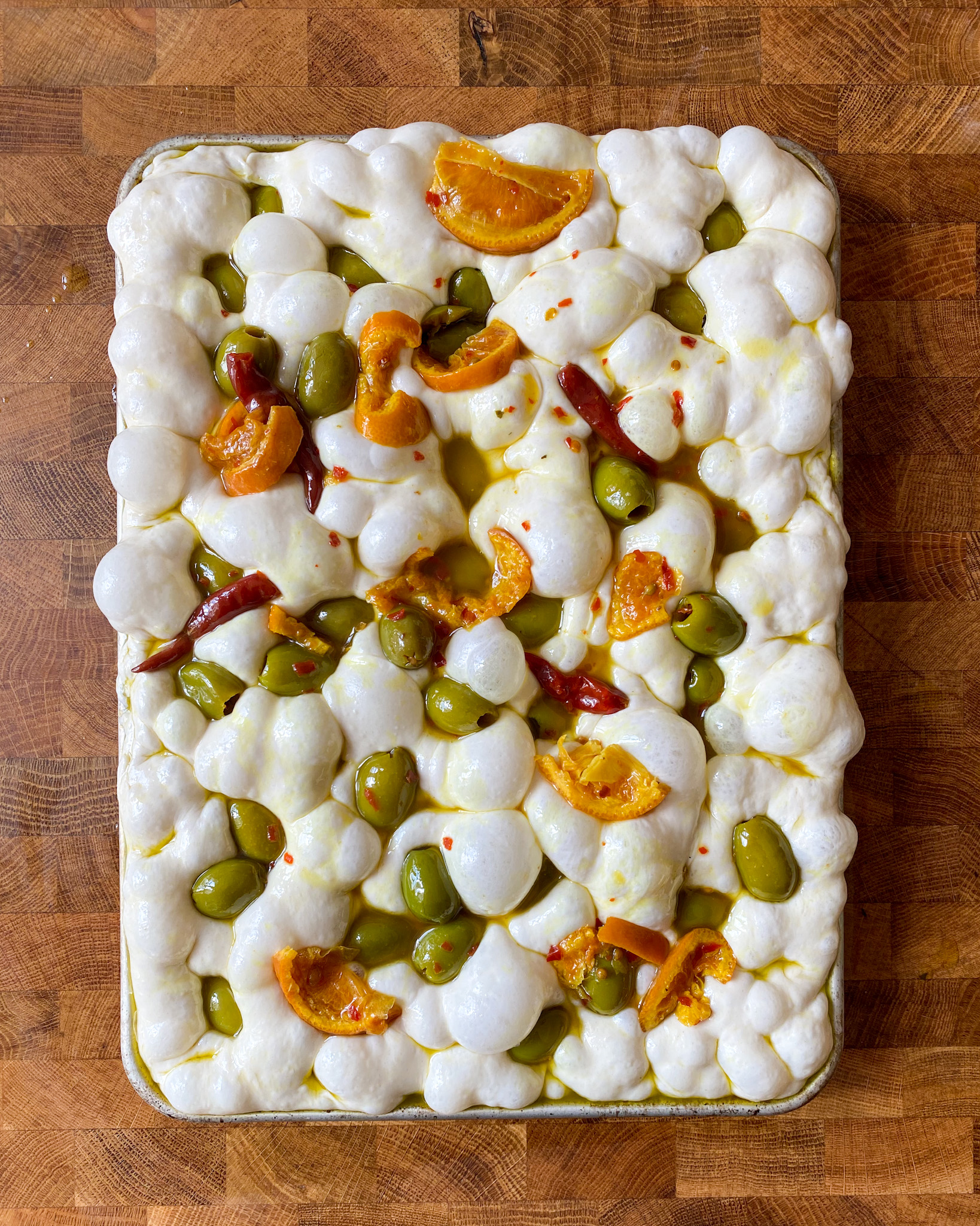 Olive, Tangerine & Chili Focaccia
