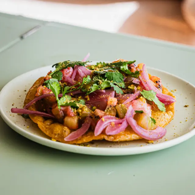 Strawberry-Kiwi Ceviche Tostada