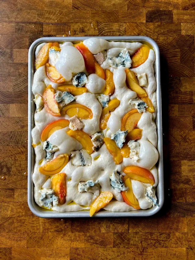Peach and Blue Cheese Focaccia