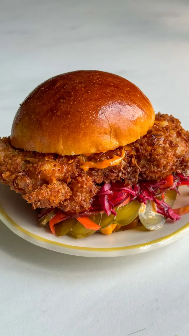 Coconut Crusted Chicken Schnitzel Sandwich