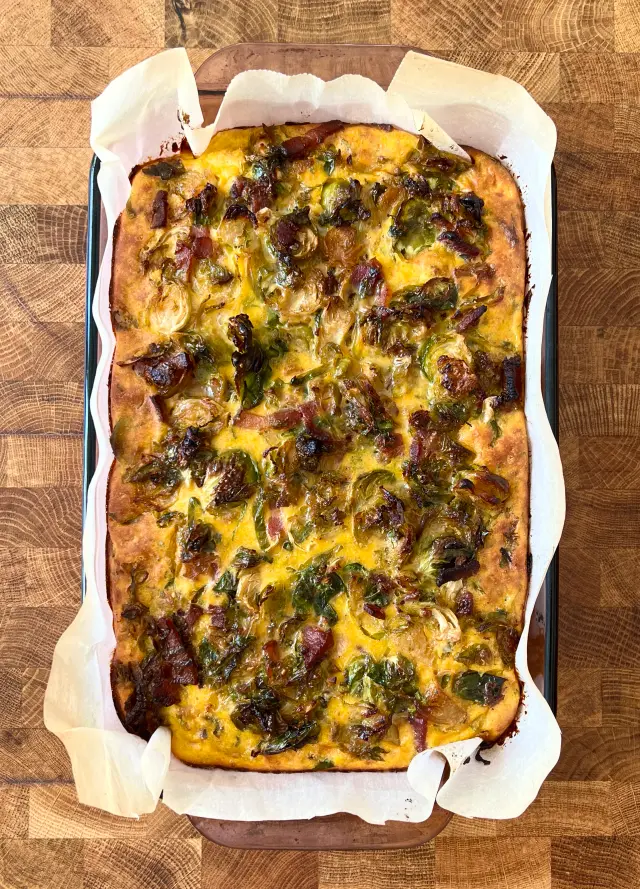 Sweet Potato & Maple Bacon Brussel Sprout Frittata